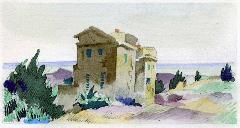 Aquarelle 11 de Gernez pour l'édition de luxe du Chemin de Paradis en 1927