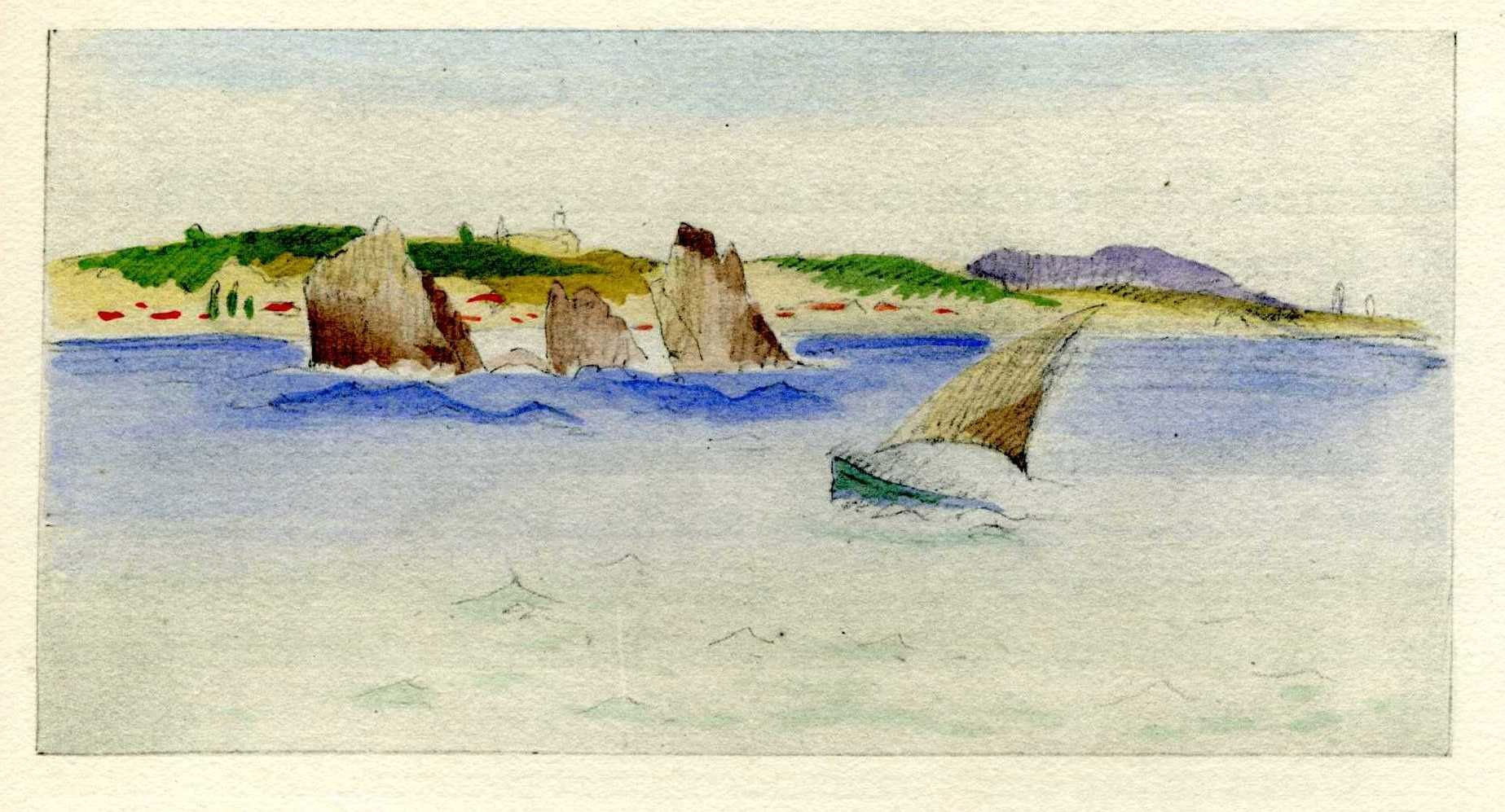 Aquarelle 3 de Gernez pour l'édition de luxe du Chemin de Paradis en 1927