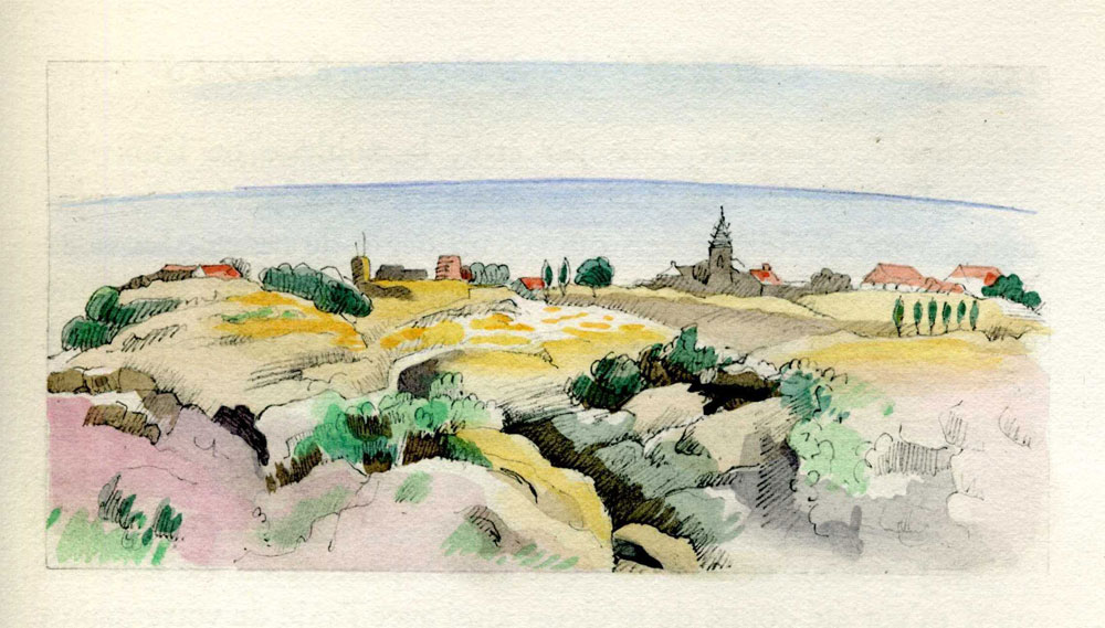 Aquarelle 9 de Gernez pour l'édition de luxe du Chemin de Paradis en 1927