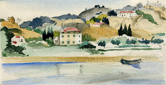 Aquarelle de Gernez pour l'édition de luxe du Chemin de Paradis en 1927